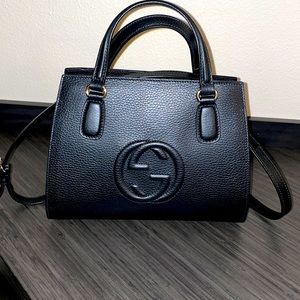 Gucci Top Handle Bag Soho Black Leather Cross Body